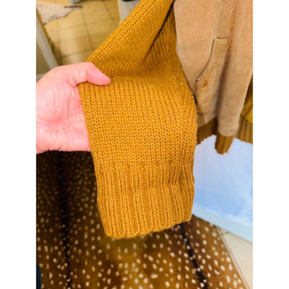 Vintage Altman Of Dallas Suede Knit Jacket 46 (XL) Beige Wool Blend Chore Coat - Picture 8 of 12
